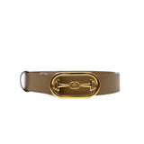 thumbnail belt with double GG logo buckle in leather duck brown/grey ghw #28/70