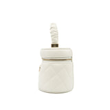 thumbnail Mini Vanity Case White Lambskin Quilted Ruched Handle Seri 32 GHW - L'UXE LINK