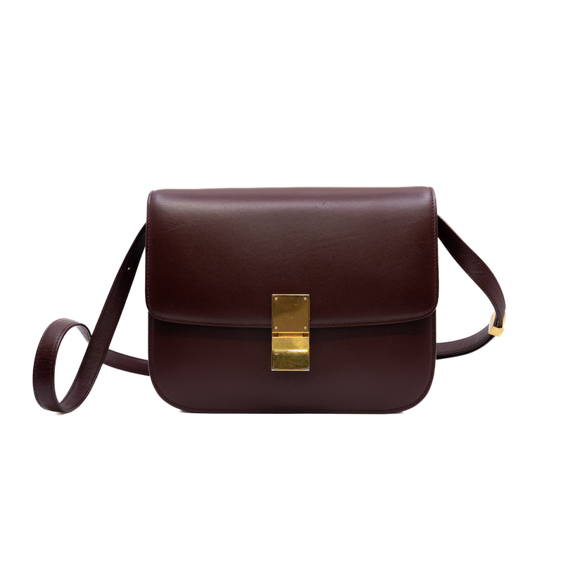 Medium Classic Box Bag In Calfskin Burgundy GHW