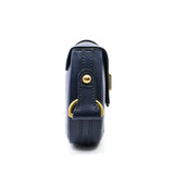 thumbnail D-Fence In Navy Calfskin Saddle Bag GHW With Strap - L'UXE LINK