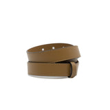 thumbnail belt with double GG logo buckle in leather duck brown/grey ghw #28/70