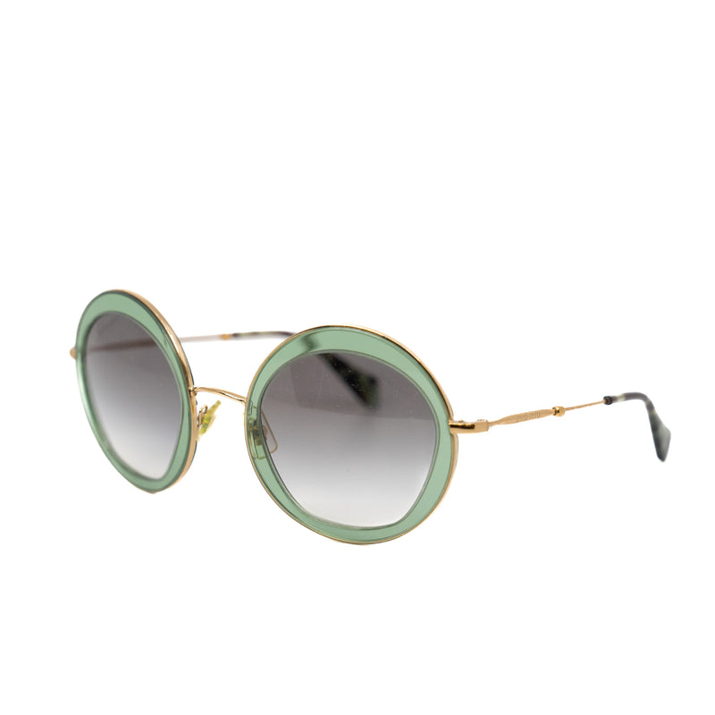 Green And Gold SMU 50Q Round Sunglasses - L'UXE LINK