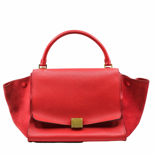 trapeze bag medium leather red ghw - L'UXE LINK