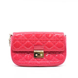 thumbnail New Lock Pink Cannage Patent Leather Chain Flap Bag GHW - L'UXE LINK