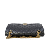 thumbnail 2.55 Reissue 225 Black Aged Calfskin Quilted Flap Bag GHW Seri 28 - L'UXE LINK