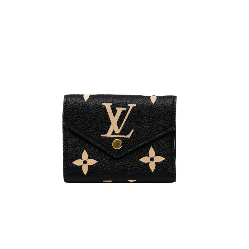 Victorine Wallet in leather black ghw