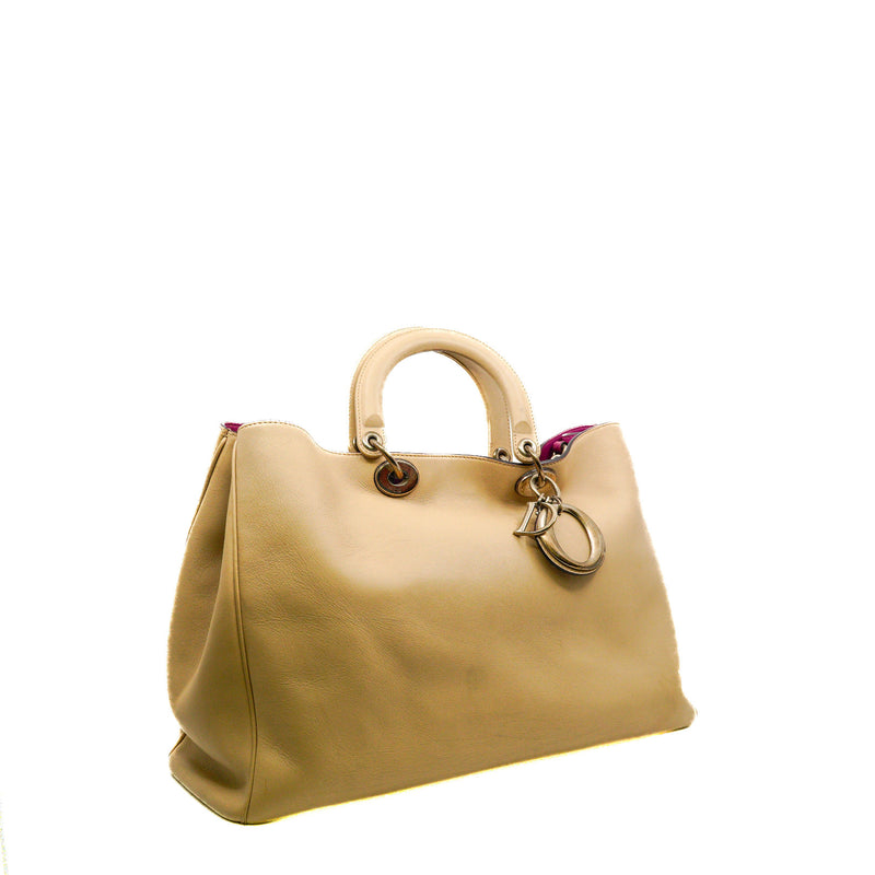 Diorissimo In Beige/Pink Calfskin Handbag PHW With Strap/Pouch - L'UXE LINK