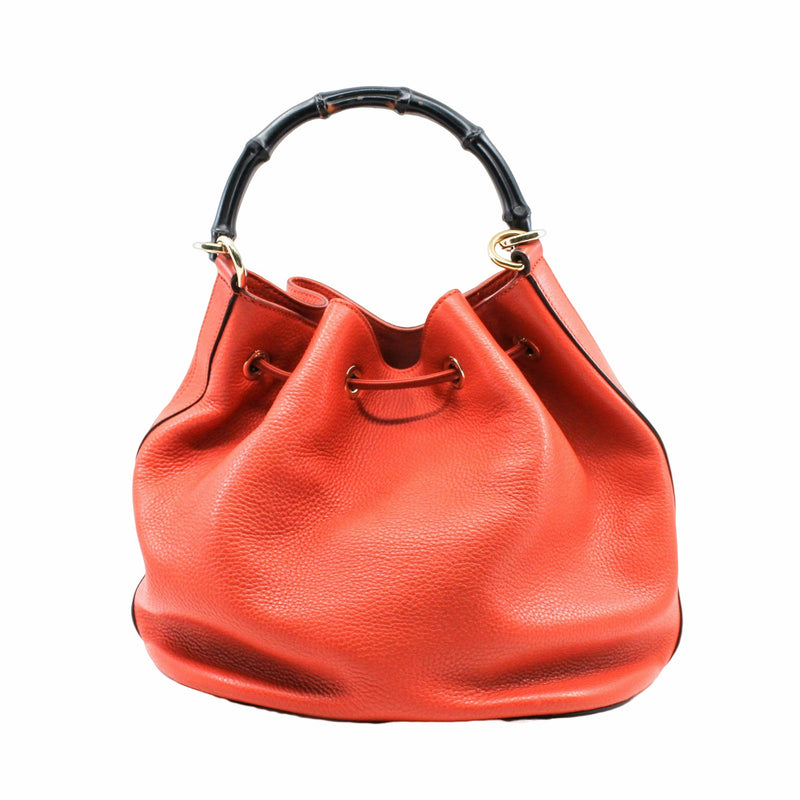 tote bag  medium  with bamboo handle and strap orange - L'UXE LINK