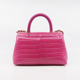 thumbnail Small Coco Handle In Hot Pink Alligator Handbag GHW Seri 24 - L'UXE LINK