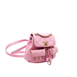 thumbnail Small Duma Pockets Drawstring In Pink Caviar Leather Backpack GHW Seri CE25XXXX - L'UXE LINK