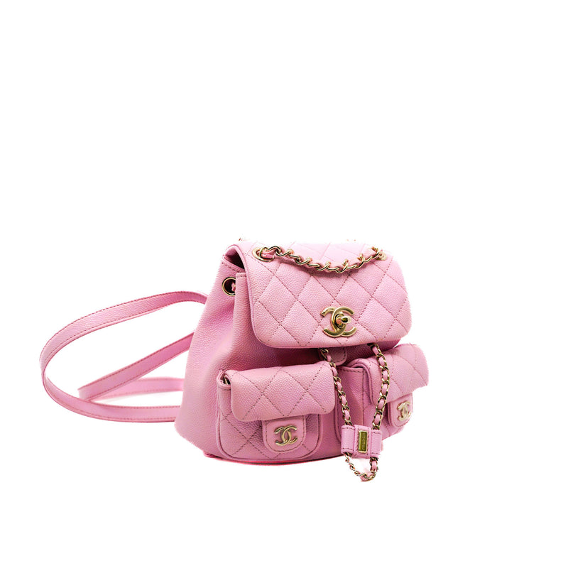 Small Duma Pockets Drawstring In Pink Caviar Leather Backpack GHW Seri CE25XXXX - L'UXE LINK