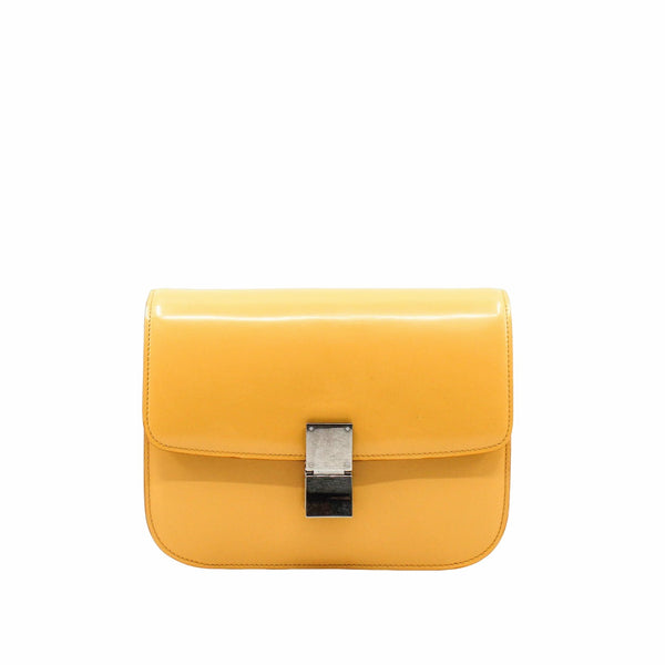 celine box medium shiny surface cow leather yellow PHW - L'UXE LINK