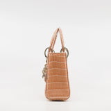 thumbnail Mini Lady Dior In Peach Alligator Leather Handbag Crystal Hardware With Chain - L'UXE LINK