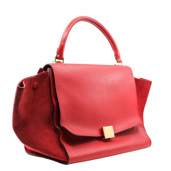 trapeze bag medium leather red ghw - L'UXE LINK