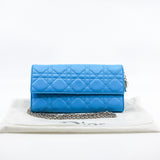 thumbnail Blue Cannage Wallet on Chain In Lambskin Leather PHW - L'UXE LINK