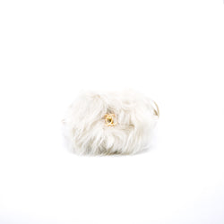 White Shearling And Lambskin Flap Bag GHW