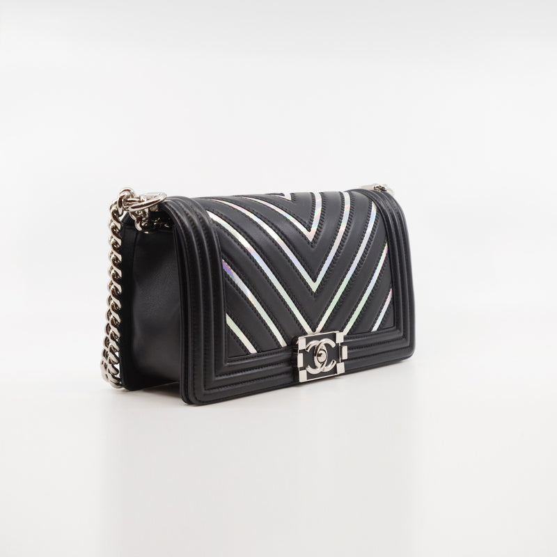 Medium Holographic Chevron Lambskin Leboy Bag PHW Seri 24 - L'UXE LINK