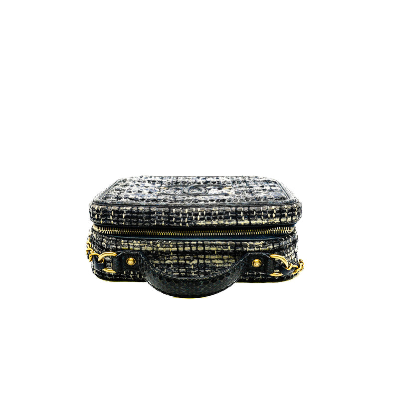 Filigree Grey/White Tweed Navy Python Vanity Case GHW Seri 25 - L'UXE LINK