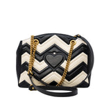 thumbnail Medium Matelassé GG Black/White Calfskin Marmont Shoulder Bag GHW - L'UXE LINK