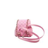 thumbnail Small Duma Pockets Drawstring In Pink Caviar Leather Backpack GHW Seri CE25XXXX - L'UXE LINK