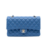 thumbnail Medium Classic In Blue Caviar Leather Double Flap Bag GHW Seri 29 - L'UXE LINK