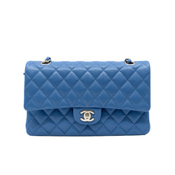 Medium Classic In Blue Caviar Leather Double Flap Bag GHW Seri 29 - L'UXE LINK