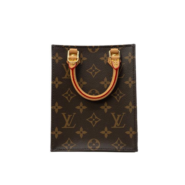 Petit Sac Plat In Monogram Canvas Handbag GHW With Strap - L'UXE LINK