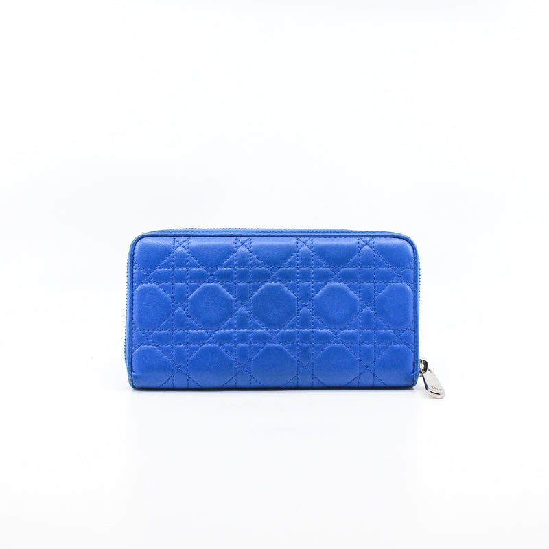 Zip Around Escapade In Blue Lambskin Wallet PHW - L'UXE LINK