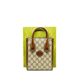 thumbnail Mini Tote Bag With Interlocking G In Beige And Ebony GG Supreme Canvas GHW - L'UXE LINK