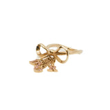 thumbnail Ribbon Motif Logo In Pink Crystal/Metal Ring GHW - L'UXE LINK