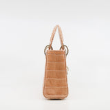 thumbnail Mini Lady Dior In Peach Alligator Leather Handbag Crystal Hardware With Chain - L'UXE LINK