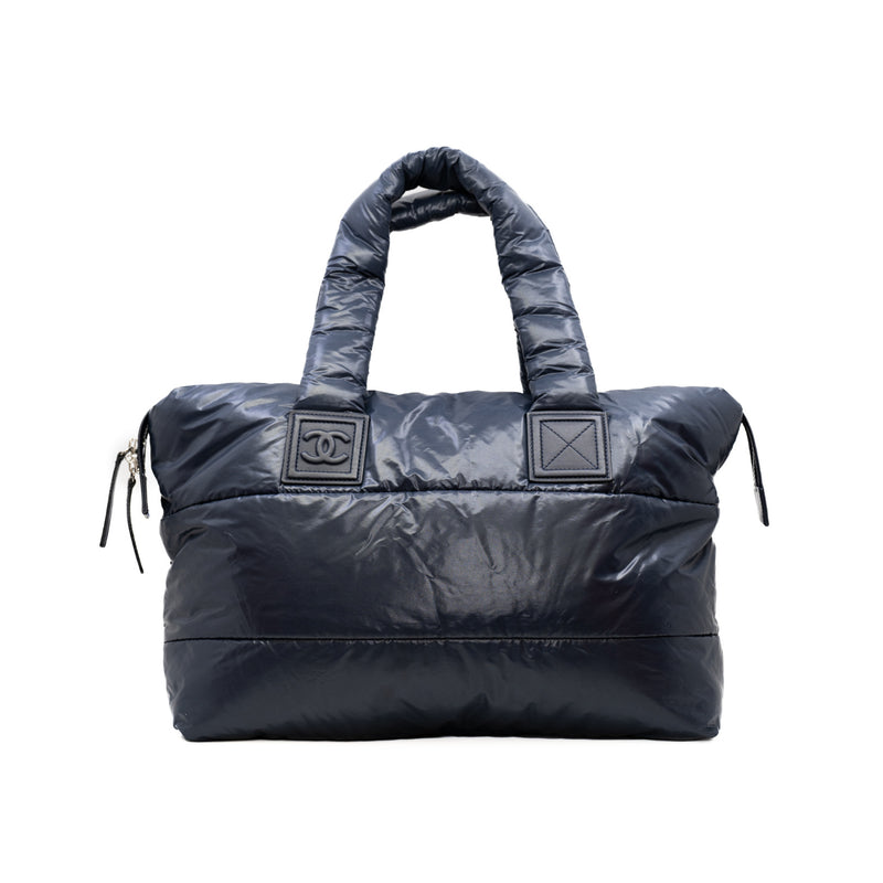 Medium Coco Coon In Nylon And Leather Navy With Bordeaux Reversible Tote Bag Seri 13 - L'UXE LINK