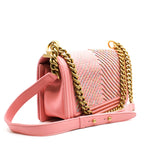 thumbnail Medium Leboy In Pink Lambskin Leather Shoulder Bag With Multicolor Chain GHW Seri 27 - L'UXE LINK