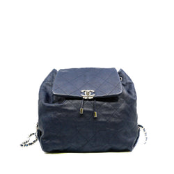 Grained Calfskin Navy Stitched Braided Backpack SHW Seri 25 - L'UXE LINK