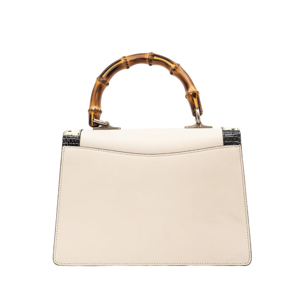 top handle bamboo white flap bag - L'UXE LINK