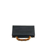 thumbnail Nymphaea Bamboo Handle In Black Cowhide Leather Handbag GHW With Strap - L'UXE LINK