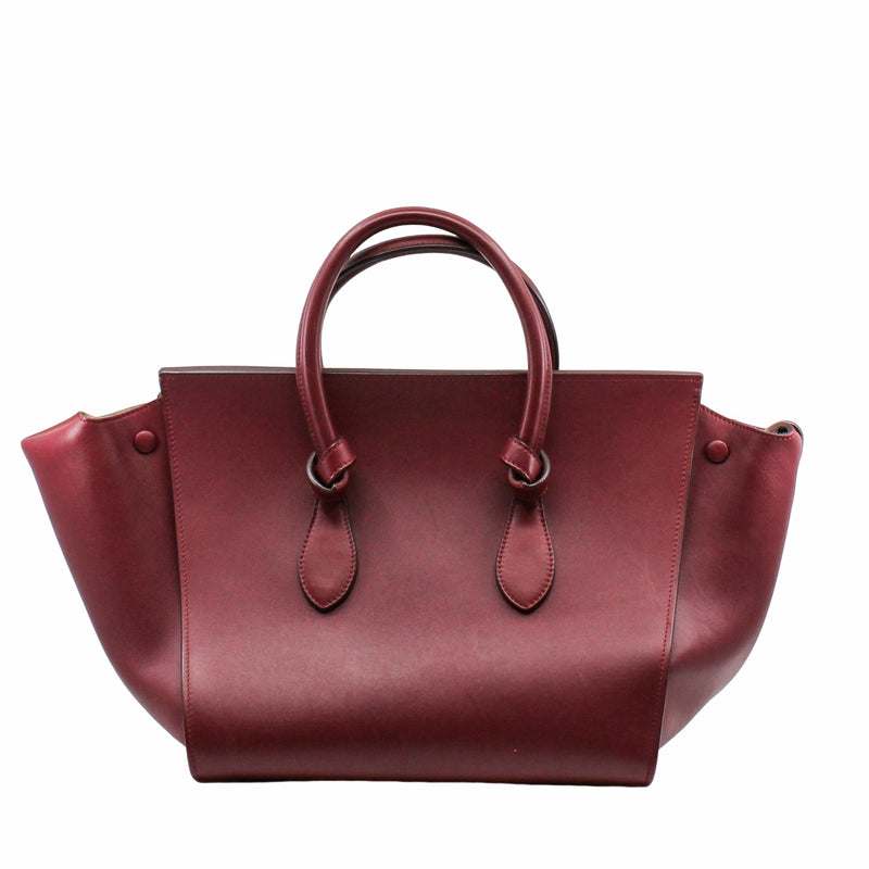 Tie Knot Taille Moyenne Cuir Tote Bag red - L'UXE LINK