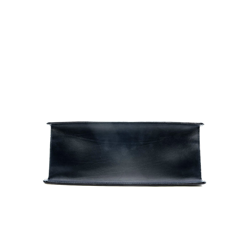 Medium Sylvie Top Handle Bag Leather Navy GHW 2015 - L'UXE LINK