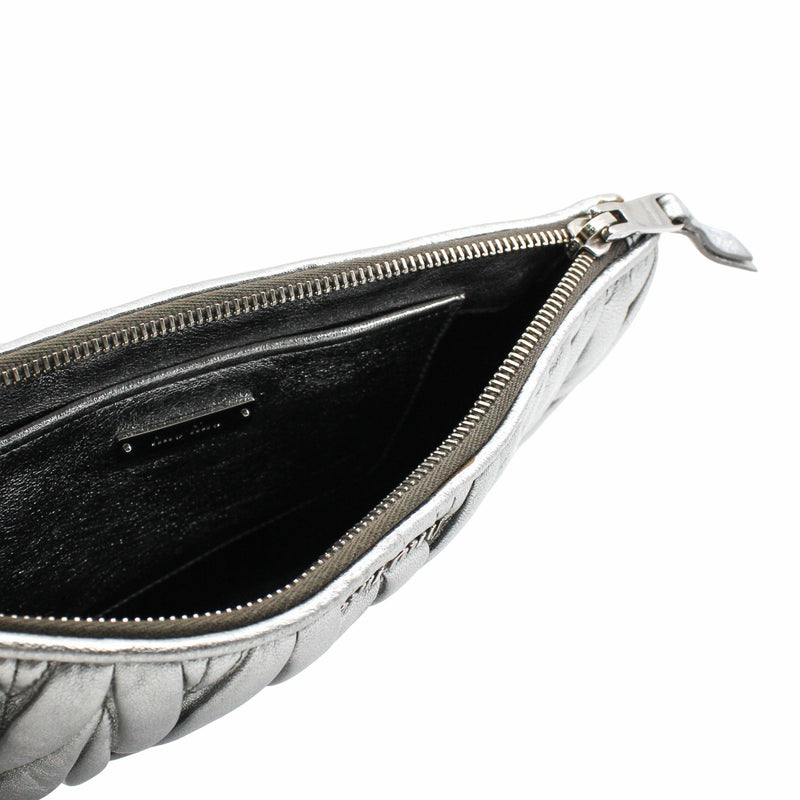 clutch leather  silver phw