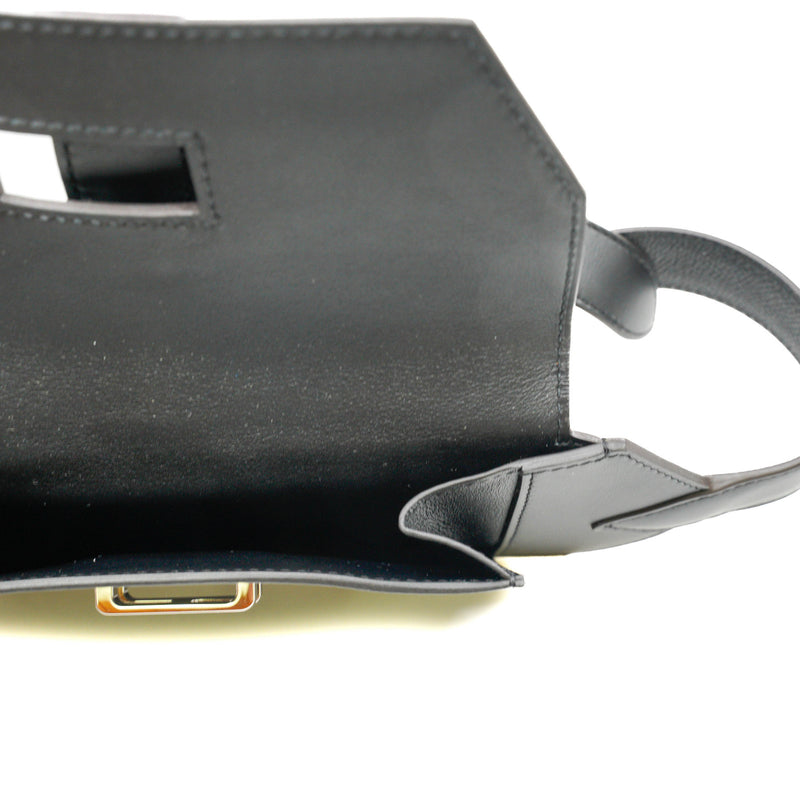 Elan Pocket 24 Black Belt In Swift Leather SHW B Stamp - L'UXE LINK