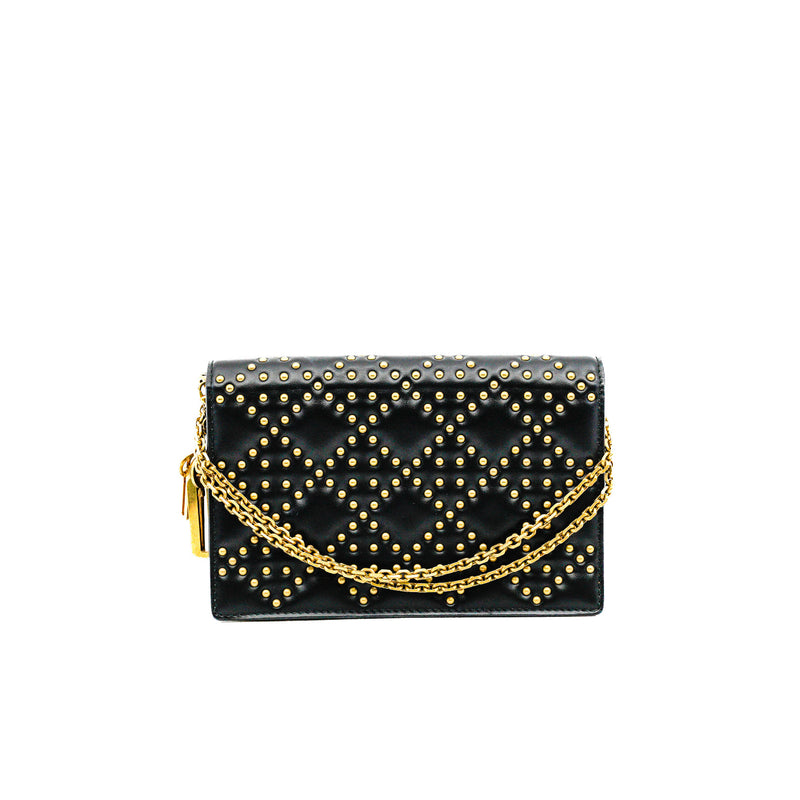 Lady Dior Cannage Studded Leather Wallet On Chain GHW - L'UXE LINK