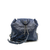 thumbnail Grained Calfskin Navy Stitched Braided Backpack SHW Seri 25 - L'UXE LINK