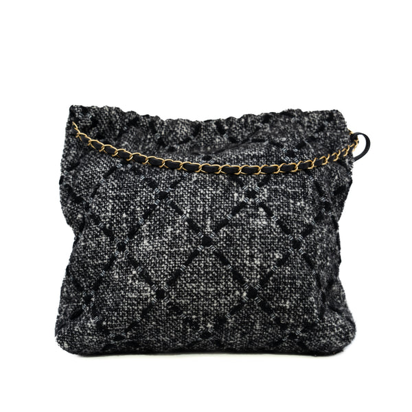 22 Bag Medium In Knitted Woolen Grey/Black GHW
