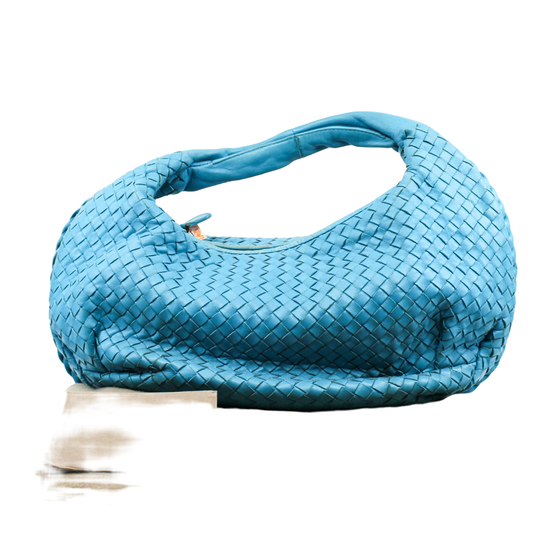 Woven Leather Tote Bag PM Blue - L'UXE LINK