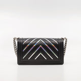 thumbnail Medium Holographic Chevron Lambskin Leboy Bag PHW Seri 24 - L'UXE LINK