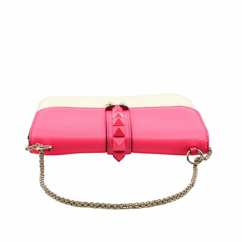 SMALL ROCKSTUD CROSSBODY BAG WITH CHAIN RED ROSE LGHW - L'UXE LINK