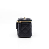 thumbnail Mini Navy Vanity Case In Caviar Leather Quilted Bag GHW With Chain Seri 29 - L'UXE LINK