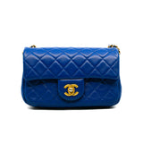 thumbnail Mini Rectangular In Blue Lambskin Quilted Pearl Crush Flap Bag GHW Seri 30 - L'UXE LINK