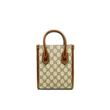 thumbnail Mini Tote Bag With Interlocking G In Beige And Ebony GG Supreme Canvas GHW - L'UXE LINK