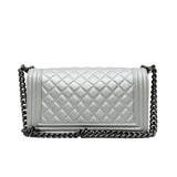 thumbnail Old Medium Leboy In Silver Quilted Lambskin Leather Flap Bag PHW Seri 20 - L'UXE LINK